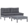 Muebles de jardín 3 pzas con cojines antracita madera de pino de , Conjuntos de jardín - Ref: Foro24-3096000, Precio: 211,18 ...