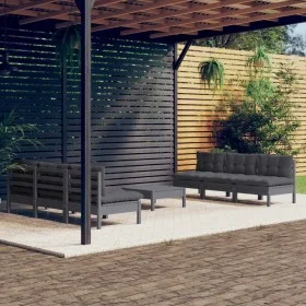 Muebles de jardín 7 pzas con cojines antracita madera de pino de , Conjuntos de jardín - Ref: Foro24-3096096, Precio: 605,90 ...