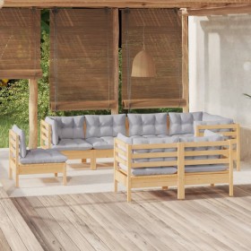 Juego de muebles de jardín 8 pzas y cojines madera maciza pino de , Conjuntos de jardín - Ref: Foro24-3096513, Precio: 692,48...