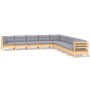 Juego de muebles de jardín 9 pzas y cojines madera maciza pino de , Conjuntos de jardín - Ref: Foro24-3096814, Precio: 710,74...