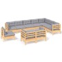 Juego de muebles de jardín 10 pzas y cojines madera maciza pino de , Conjuntos de jardín - Ref: Foro24-3096778, Precio: 824,8...
