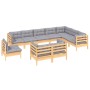 Juego de muebles de jardín 10 pzas y cojines madera maciza pino de , Conjuntos de jardín - Ref: Foro24-3096778, Precio: 824,8...