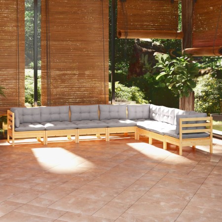Juego de muebles de jardín 8 pzas y cojines madera maciza pino de , Conjuntos de jardín - Ref: Foro24-3096802, Precio: 670,74...