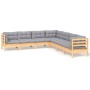 Juego de muebles de jardín 7 pzas y cojines madera maciza pino de , Conjuntos de jardín - Ref: Foro24-3096790, Precio: 534,84...