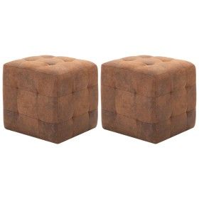 Mesitas de noche 2 uds piel ante artificial marrón 30x30x30cm de vidaXL, Mesitas de noche - Ref: Foro24-249014, Precio: 92,75...