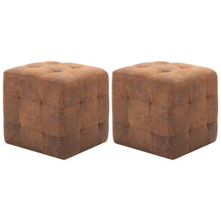 Mesitas de noche 2 uds piel ante artificial marrón 30x30x30cm de vidaXL, Mesitas de noche - Ref: Foro24-249014, Precio: 92,75...
