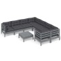 Muebles de jardín 9 pzas y cojines gris madera de pino de , Conjuntos de jardín - Ref: Foro24-3096979, Precio: 788,38 €, Desc...