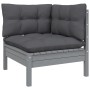 Muebles de jardín 9 pzas y cojines gris madera de pino de , Conjuntos de jardín - Ref: Foro24-3096979, Precio: 788,38 €, Desc...