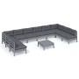 Muebles de jardín 11 pzas y cojines gris madera maciza de pino de , Conjuntos de jardín - Ref: Foro24-3097195, Precio: 870,82...