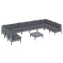 Muebles de jardín 11 pzas y cojines gris madera maciza de pino de , Conjuntos de jardín - Ref: Foro24-3097195, Precio: 870,82...