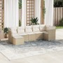 Set sofás de jardín 7 piezas y cojines ratán sintético beige en Conjuntos de jardín | Comprar online en Foru.es