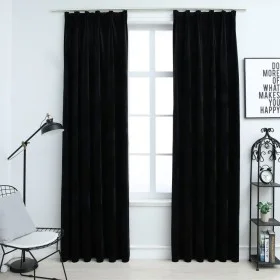 Cortinas opacas con ganchos 2 pzas terciopelo negro 140x175 cm de vidaXL, Cortinas y visillos - Ref: Foro24-134492, Precio: 3...