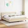 Cama box spring con colchón tela color crema 160x200 cm de , Camas y somieres - Ref: Foro24-3126338, Precio: 522,20 €, Descue...