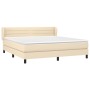 Cama box spring con colchón tela color crema 160x200 cm de , Camas y somieres - Ref: Foro24-3126338, Precio: 522,20 €, Descue...
