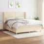 Cama box spring con colchón tela color crema 180x200 cm de , Camas y somieres - Ref: Foro24-3128466, Precio: 643,05 €, Descue...