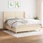 Cama box spring con colchón tela color crema 180x200 cm de , Camas y somieres - Ref: Foro24-3131934, Precio: 637,02 €, Descue...