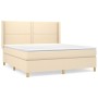 Cama box spring con colchón tela color crema 180x200 cm de , Camas y somieres - Ref: Foro24-3131934, Precio: 637,02 €, Descue...