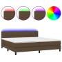 Cama box spring colchón luces LED tela marrón oscuro 200x200 cm de , Camas y somieres - Ref: Foro24-3133184, Precio: 592,48 €...