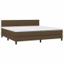 Cama box spring colchón luces LED tela marrón oscuro 200x200 cm de , Camas y somieres - Ref: Foro24-3133184, Precio: 592,48 €...