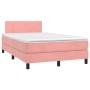 Cama box spring colchón y LED terciopelo rosa 120x200 cm de , Camas y somieres - Ref: Foro24-3134278, Precio: 386,12 €, Descu...