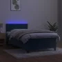 Box spring bed with mattress and LED dark blue velvet 100x200 cm by , Beds and slatted bases - Ref: Foro24-3134451, Price: 31...