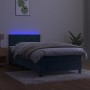 Cama box spring colchón y LED terciopelo azul oscuro 100x200 cm de , Camas y somieres - Ref: Foro24-3134451, Precio: 316,51 €...