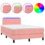 Cama box spring colchón y LED terciopelo rosa 120x200 cm de , Camas y somieres - Ref: Foro24-3134458, Precio: 387,78 €, Descu...