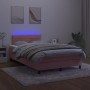 Cama box spring colchón y LED terciopelo rosa 120x200 cm de , Camas y somieres - Ref: Foro24-3134458, Precio: 387,78 €, Descu...