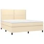 Box spring bed mattress and LED lights cream fabric 180x200 cm by , Beds and slatted bases - Ref: Foro24-3134818, Price: 610,...