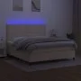 Box spring bed mattress and LED lights cream fabric 180x200 cm by , Beds and slatted bases - Ref: Foro24-3134818, Price: 610,...