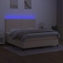 Cama box spring colchón y luces LED tela crema 180x200 cm de , Camas y somieres - Ref: Foro24-3134818, Precio: 629,09 €, Desc...
