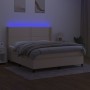 Cama box spring colchón y luces LED tela crema 160x200 cm de , Camas y somieres - Ref: Foro24-3138250, Precio: 595,70 €, Desc...