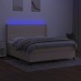 Cama box spring colchón y luces LED tela crema 180x200 cm de , Camas y somieres - Ref: Foro24-3138498, Precio: 667,68 €, Desc...