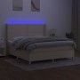 Cama box spring colchón y luces LED tela crema 180x200 cm de , Camas y somieres - Ref: Foro24-3138818, Precio: 646,06 €, Desc...