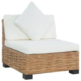 Sofá sin reposabrazos con cojines ratán natural de vidaXL, Sofás modulares de exterior - Ref: Foro24-286280, Precio: 194,27 €...