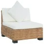 Sofá sin reposabrazos con cojines ratán natural de vidaXL, Sofás modulares de exterior - Ref: Foro24-286280, Precio: 194,27 €...