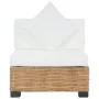 Sofá sin reposabrazos con cojines ratán natural de vidaXL, Sofás modulares de exterior - Ref: Foro24-286280, Precio: 194,27 €...