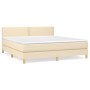 Cama box spring con colchón tela color crema 180x200 cm de , Camas y somieres - Ref: Foro24-3140558, Precio: 568,62 €, Descue...