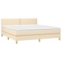 Cama box spring con colchón tela color crema 180x200 cm de , Camas y somieres - Ref: Foro24-3140558, Precio: 568,62 €, Descue...