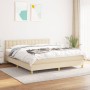 Cama box spring con colchón tela color crema 180x200 cm de , Camas y somieres - Ref: Foro24-3140958, Precio: 580,79 €, Descue...