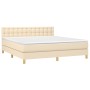 Cama box spring con colchón tela color crema 180x200 cm de , Camas y somieres - Ref: Foro24-3140958, Precio: 580,79 €, Descue...