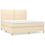 Cama box spring con colchón tela color crema 180x200 cm de , Camas y somieres - Ref: Foro24-3142278, Precio: 630,45 €, Descue...