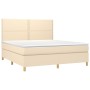 Cama box spring con colchón tela color crema 180x200 cm de , Camas y somieres - Ref: Foro24-3142278, Precio: 630,45 €, Descue...