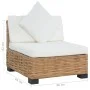 Sofá sin reposabrazos con cojines ratán natural de vidaXL, Sofás modulares de exterior - Ref: Foro24-286280, Precio: 194,27 €...