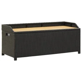 Banco de almacenamiento de jardín ratán sintético negro 120 cm de vidaXL, Bancos de jardín - Ref: Foro24-46480, Precio: 223,2...