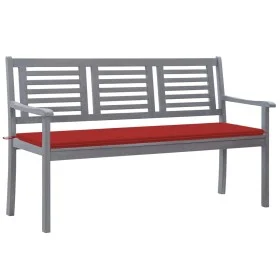 Banco de jardín 3 plazas madera eucalipto gris y cojín 150 cm de , Bancos de jardín - Ref: Foro24-3061056, Precio: 227,09 €, ...