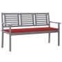 Banco de jardín 3 plazas madera eucalipto gris y cojín 150 cm de , Bancos de jardín - Ref: Foro24-3061056, Precio: 231,61 €, ...