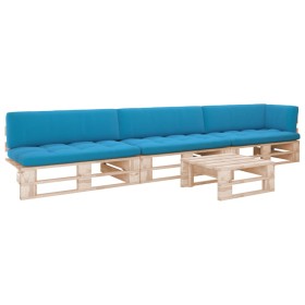 Muebles de palets 4 pzas y cojines madera pino impregnada de , Conjuntos de jardín - Ref: Foro24-3066749, Precio: 416,26 €, D...
