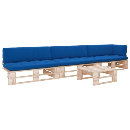 Muebles de palets 4 pzas y cojines madera pino impregnada de , Conjuntos de jardín - Ref: Foro24-3066754, Precio: 425,34 €, D...