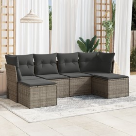 Set de muebles de jardín 6 pzas y cojines ratán sintético gris en Conjuntos de jardín | Comprar online en Foru.es